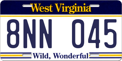 WV license plate 8NN045