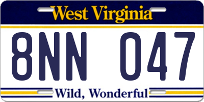 WV license plate 8NN047