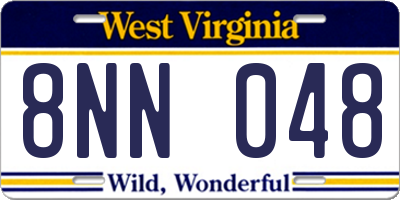 WV license plate 8NN048