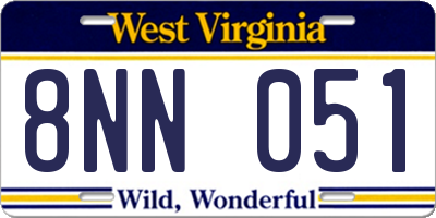 WV license plate 8NN051