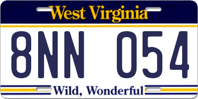 WV license plate 8NN054