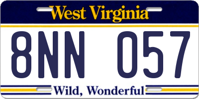 WV license plate 8NN057