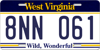 WV license plate 8NN061