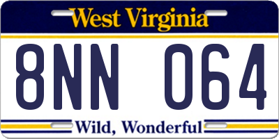 WV license plate 8NN064