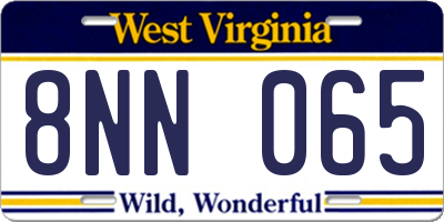 WV license plate 8NN065