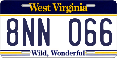 WV license plate 8NN066
