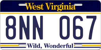 WV license plate 8NN067