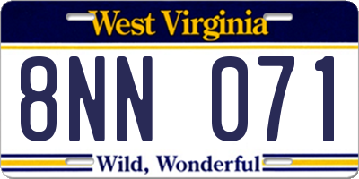 WV license plate 8NN071