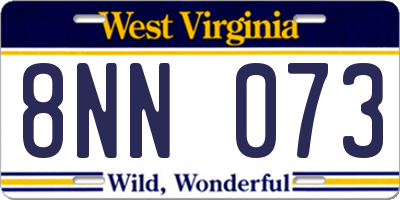 WV license plate 8NN073