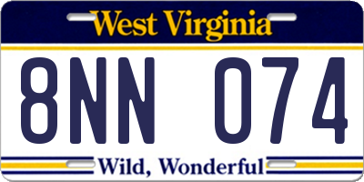 WV license plate 8NN074