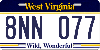 WV license plate 8NN077