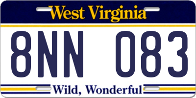 WV license plate 8NN083