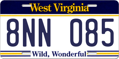 WV license plate 8NN085