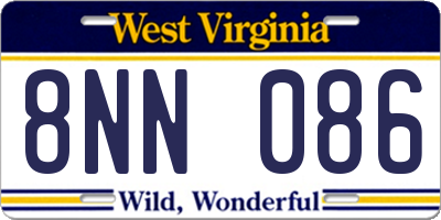 WV license plate 8NN086