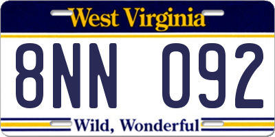 WV license plate 8NN092