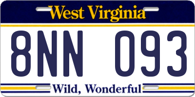 WV license plate 8NN093