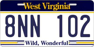 WV license plate 8NN102