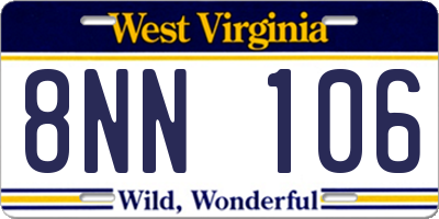 WV license plate 8NN106
