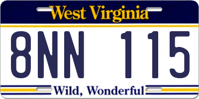 WV license plate 8NN115