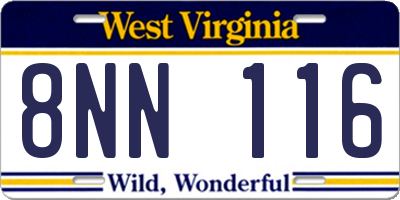 WV license plate 8NN116