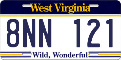 WV license plate 8NN121