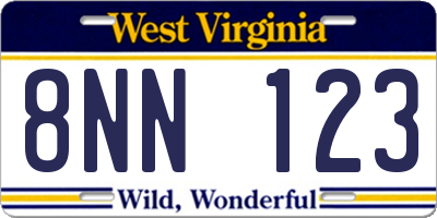 WV license plate 8NN123
