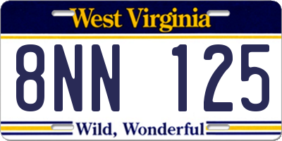 WV license plate 8NN125