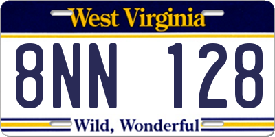 WV license plate 8NN128