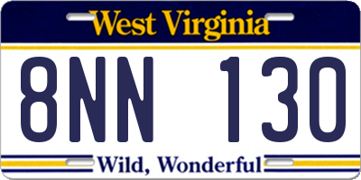 WV license plate 8NN130