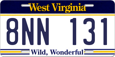 WV license plate 8NN131