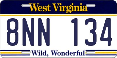 WV license plate 8NN134