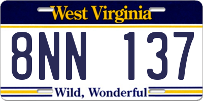 WV license plate 8NN137
