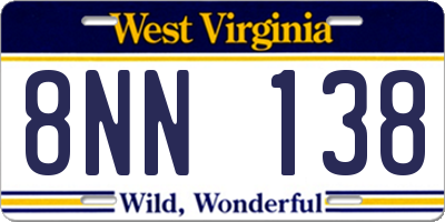 WV license plate 8NN138