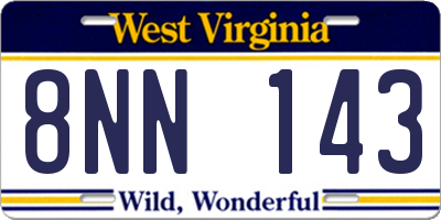 WV license plate 8NN143