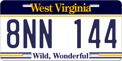 WV license plate 8NN144