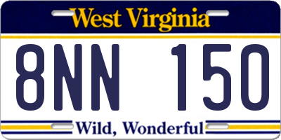 WV license plate 8NN150