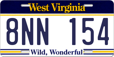 WV license plate 8NN154