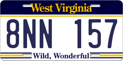 WV license plate 8NN157