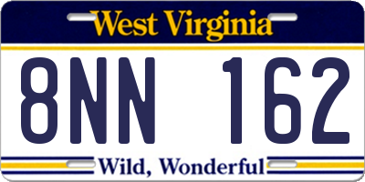 WV license plate 8NN162