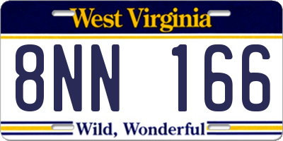 WV license plate 8NN166