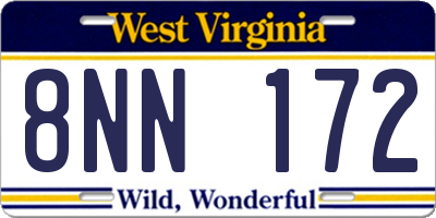 WV license plate 8NN172