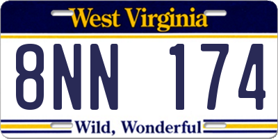 WV license plate 8NN174