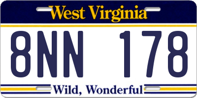 WV license plate 8NN178