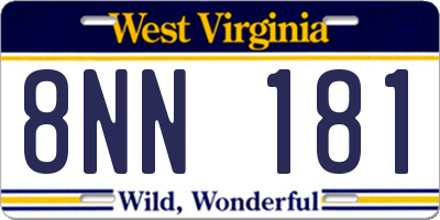 WV license plate 8NN181