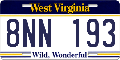 WV license plate 8NN193