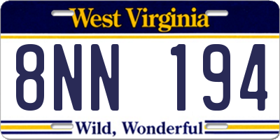 WV license plate 8NN194