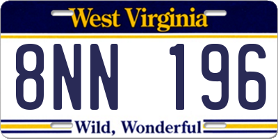 WV license plate 8NN196