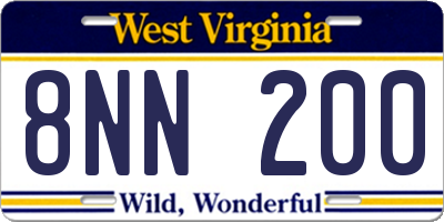 WV license plate 8NN200