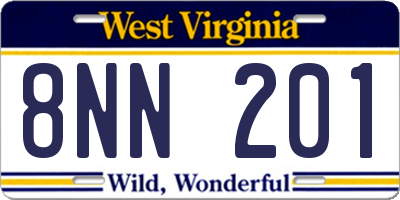 WV license plate 8NN201