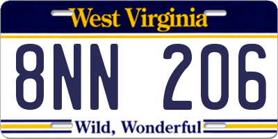 WV license plate 8NN206